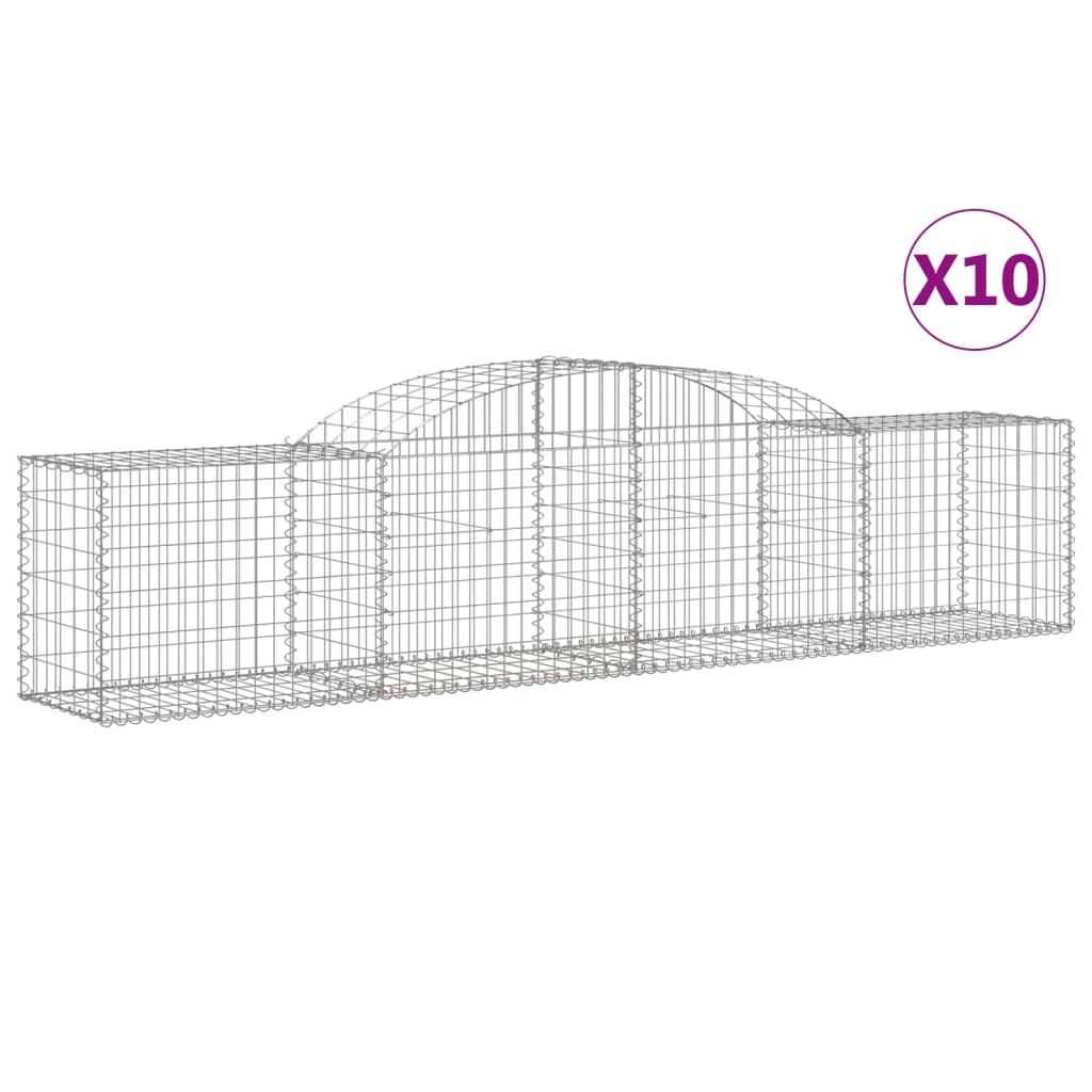 10 db íves horganyzott vas gabion kosár 300x50x60/80 cm (3146673)