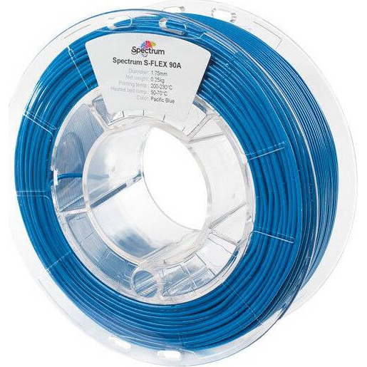 Spectrum Filaments 80264 S-Flex 90A 3D nyomtatószál Rugalmas nyomtatószál rugalmas, vegyileg ellenálló, késedelem nélkül 1.75 mm 250 g Pacific Blue, (80264)