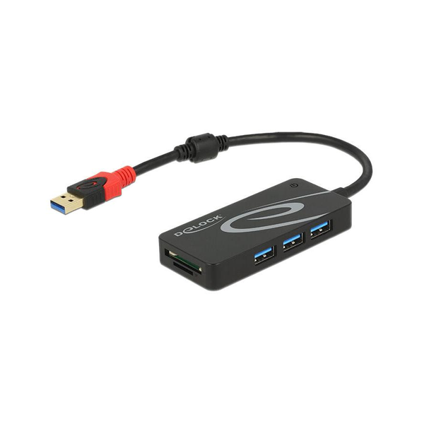 DELOCK USB-HUB USB3.1 TypA -> 3x USB3.0 TypA +2x Slot SD