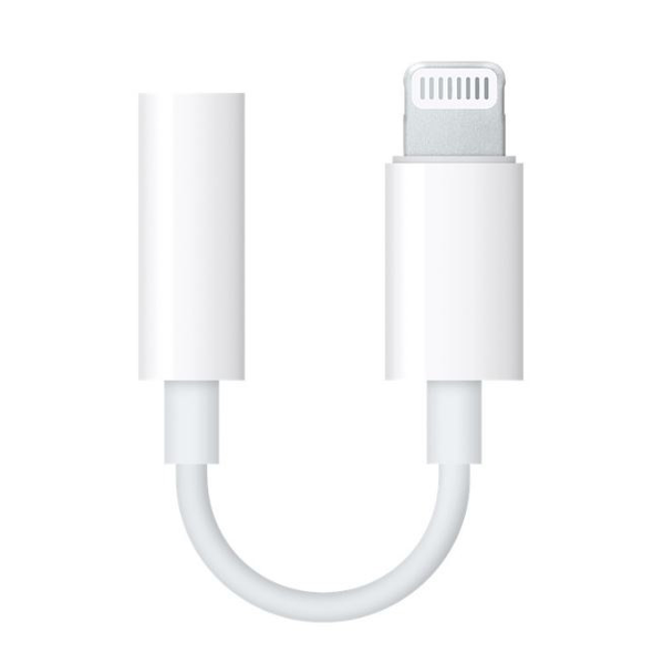 Adapter, Lightning 8pin - 3.5 mm jack átalakító, Apple, fehér, gyári