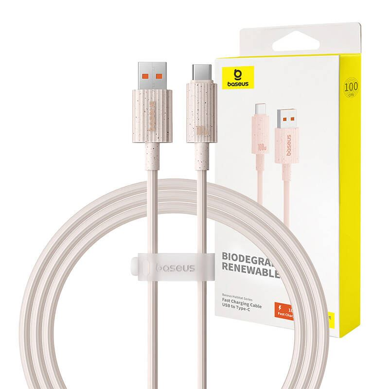 Baseus Habitat USB-A - USB-C gyors töltő 1m rózsaszín (P10360203421-00) (P10360203421-00)