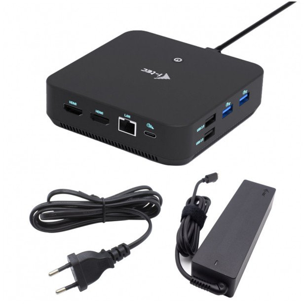 i-tec USB-C DP Dual HDMI Docking Station with Power Delivery 100 W + Universal Charger 100W Ledningsført USB 3.2 Gen 2 (3.1 Gen 2) Type-C Sort