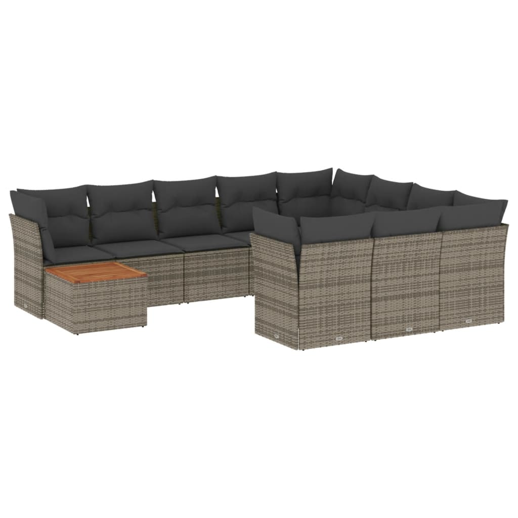 11 részes szürke polyrattan kerti ülőgarnitúra párnákkal (3256179)