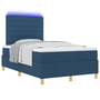 Pat Box Spring cu saltea & LED Albastru 120x190 cm Țesătură