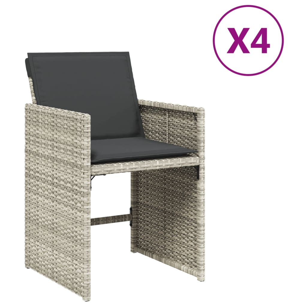 4 db világosszürke polyrattan kerti szék párnával (364988)