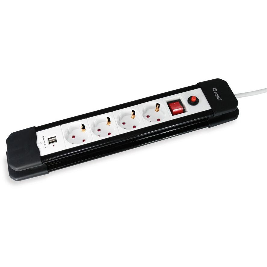 Equip Steckdosenleiste 4-fach Schuko 1,5m mit 2xUSB+Schalter (245553)