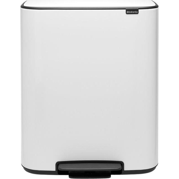 Brabantia Bo Pedal Bin pedálos hulladékgyűjtő szagmentesen záródó Soft-Close fedél, műanyag tartály, 60L - M méret, acél, fehér - 211300