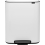 Brabantia Bo Pedal Bin pedálos hulladékgyűjtő szagmentesen záródó Soft-Close fedél, műanyag tartály, 60L - M méret, acél, fehér - 211300