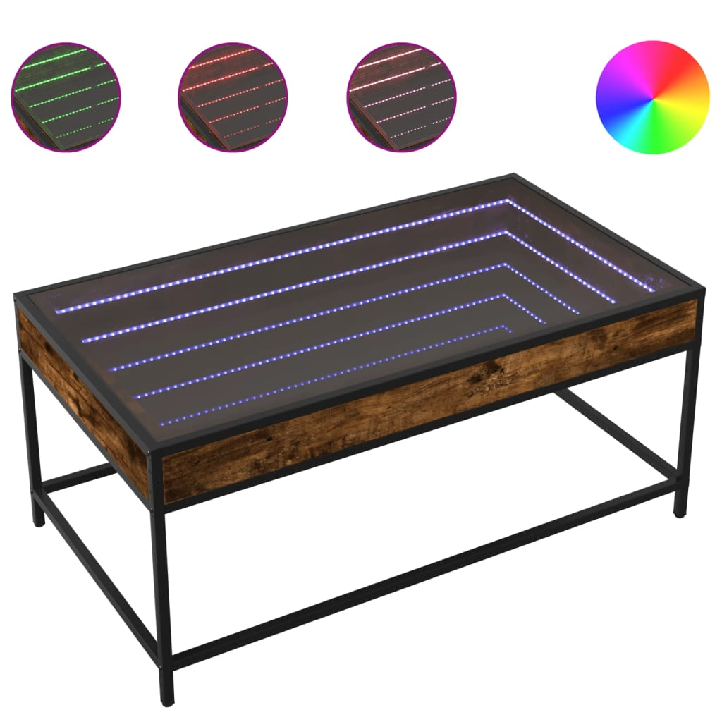 füstös tölgy végtelen hatású LED-es dohányzóasztal 90x50x41 cm (847689)