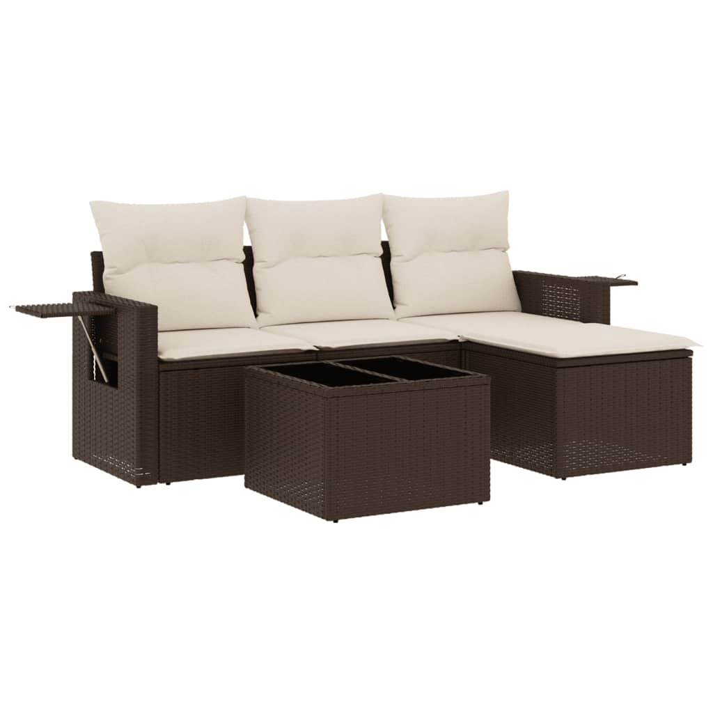 4 részes barna polyrattan kerti ülőgarnitúra párnákkal (3252410)