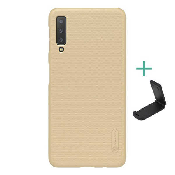 NILLKIN SUPER FROSTED műanyag telefonvédő (gumírozott, érdes felület + asztali tartó) ARANY [Samsung Galaxy A7 (2018) SM-A750F] (5996457844678)