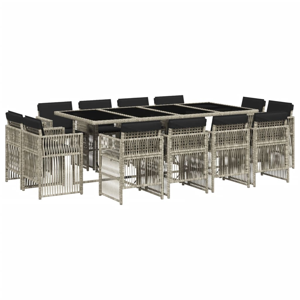 13 részes szürke polyrattan kerti étkezőgarnitúra párnákkal (3211043)