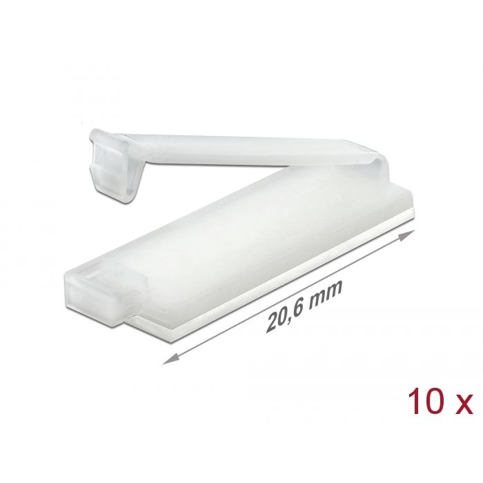Delock Természetes színű öntapadós kábeltartó, zárócsattal, 10db (60181) (DE60181)