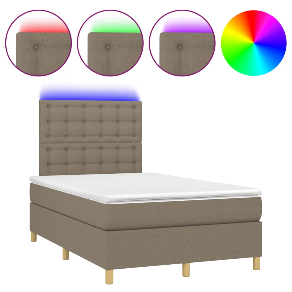 tópszínű szövet rugós és LED-es ágy matraccal 120x190cm (3270278)