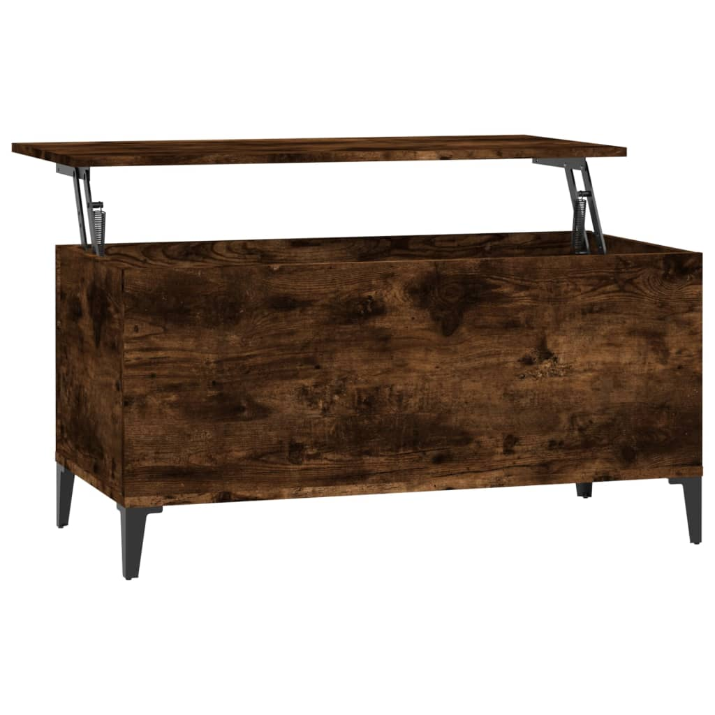 füstös tölgyszínű szerelt fa dohányzóasztal 90 x 44,5 x 45 cm (819593)