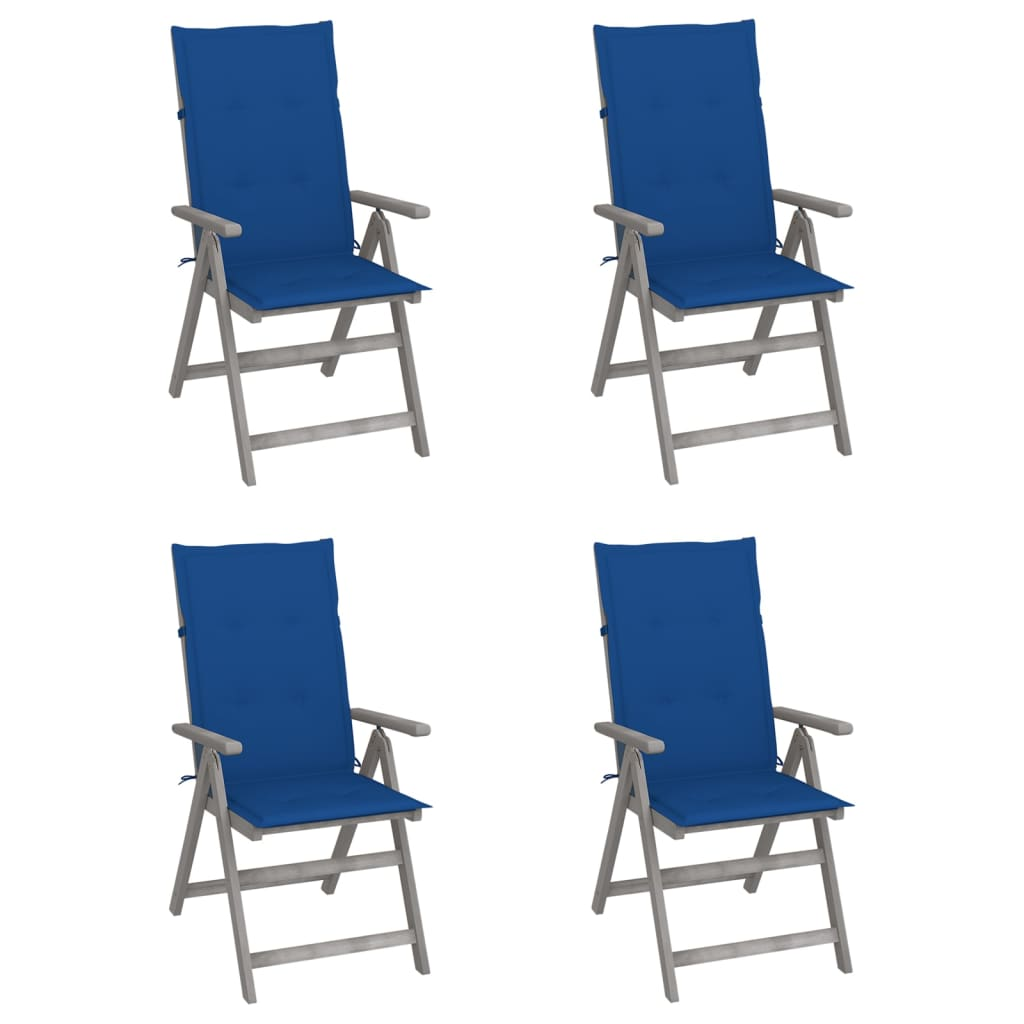 4 db dönthető tömör akácfa kerti szék párnával (3065387)