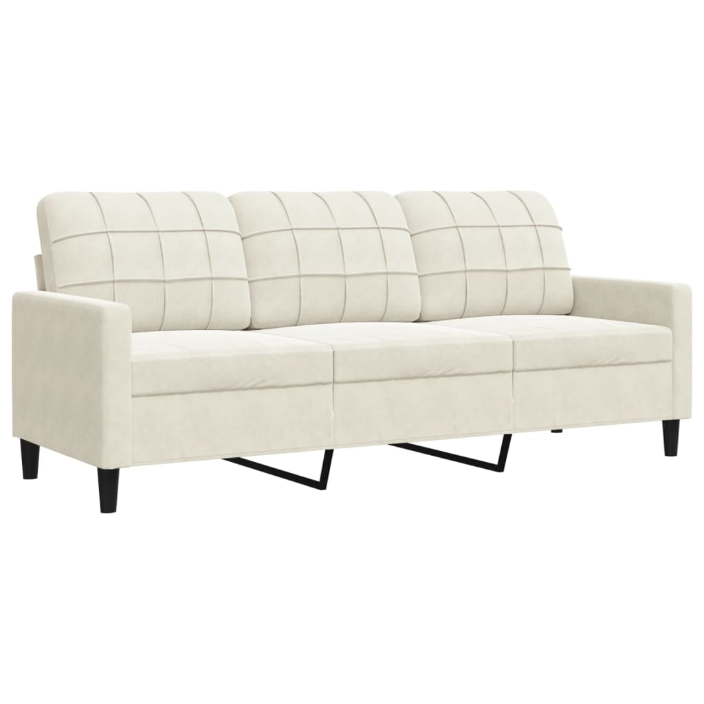 3 személyes krémszínű bársony kanapé 180 cm (4007642)