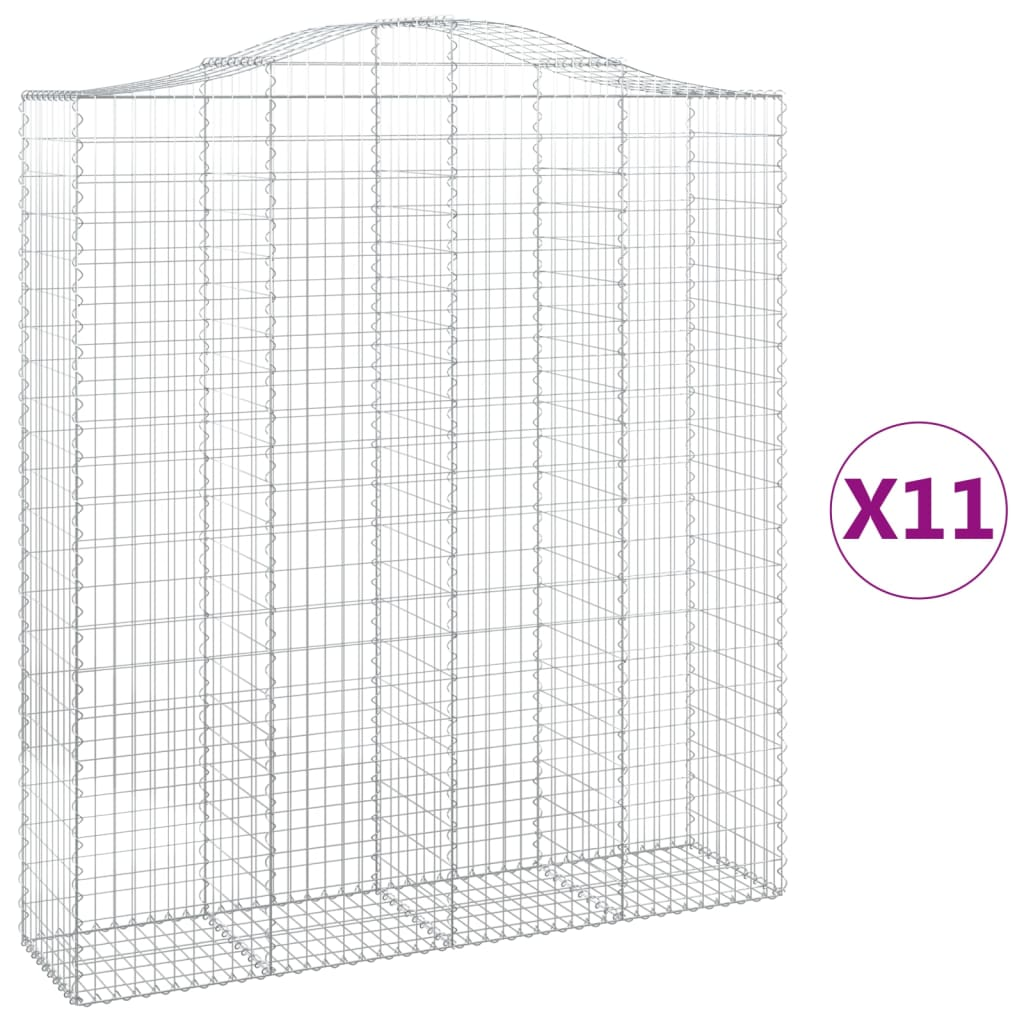 11 db íves horganyzott vas gabion kosár 200x50x220/240 cm (3145775)
