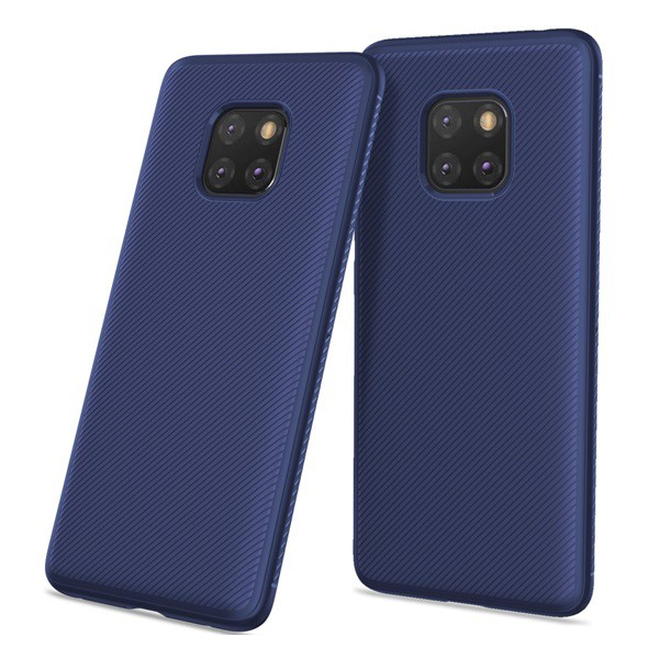 Szilikon telefonvédő (közepesen ütésálló, csíkos minta) SÖTÉTKÉK [Huawei Mate 20 Pro] (5996457818358)