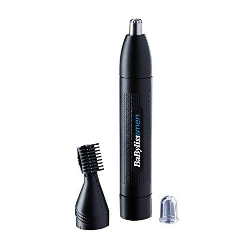Тример за нос/уши BaByliss E652E, Сваляща и миеща се глава, Батерии, Черен