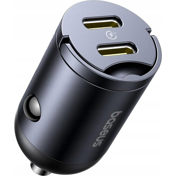 Baseus Tiny Star Mini Autós Töltő 2xUSB-C Csatlakozással 30W - Fekete