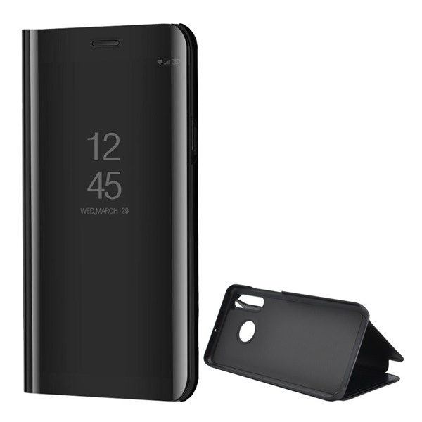 Tok álló (aktív FLIP, oldalra nyíló, asztali tartó funkció, tükrös felület, Mirror View Case) FEKETE [Huawei P30 Lite (Nova 4e)]
