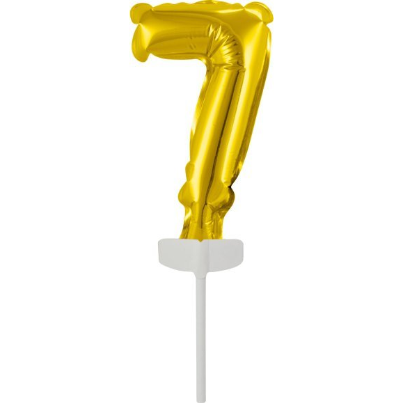 Szám Fólia Lufi Tortára - 13 cm, 7-es, Arany (615998)
