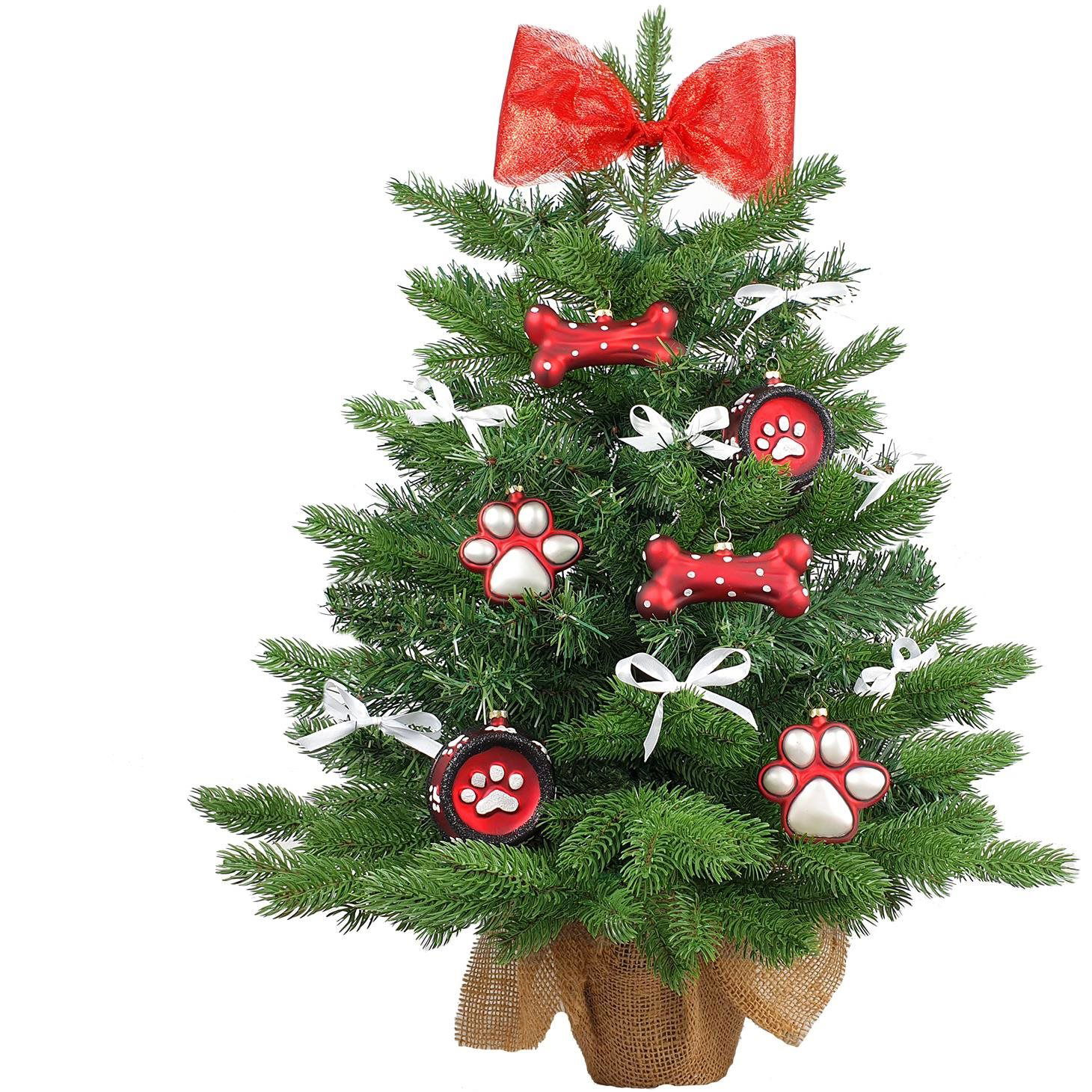 LAALU Díszített karácsonyfa LED világítással - KUTYUS AJÁNDÉKA, 14 db dísz, 60 cm (LAU-1520)