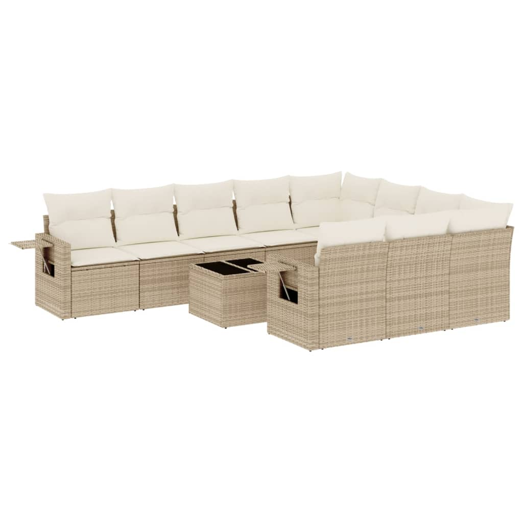 11 részes bézs polyrattan kerti ülőgarnitúra párnákkal (3220697)