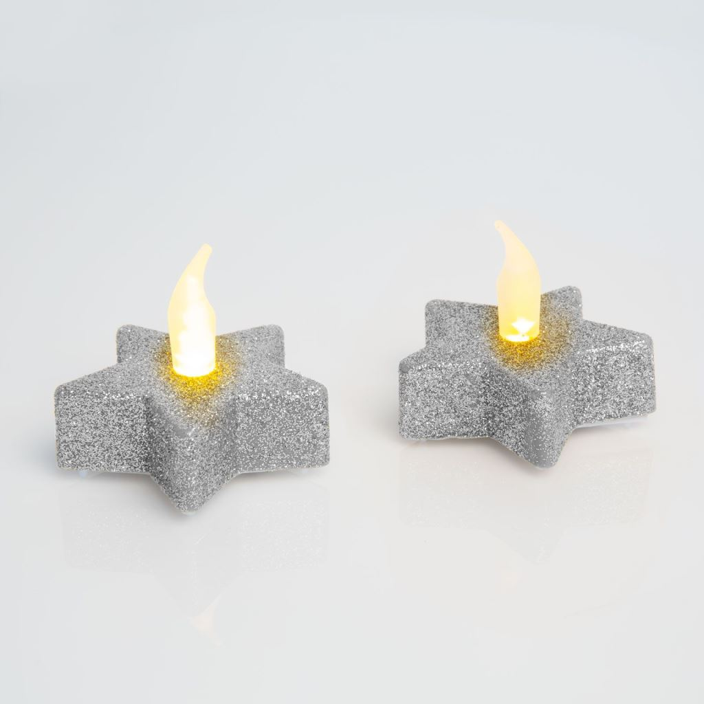 Family ezüstszínű csillag alakú LED-es teamécses (55244S) (55244S)