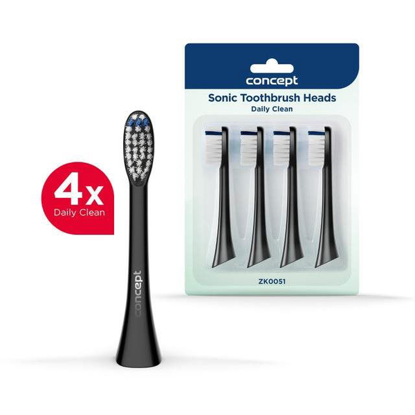 Concept ZK0051 pótfej PERFECT SMILE ZK500x  Daily Clean elektromos fogkeféhez, 4db, fekete