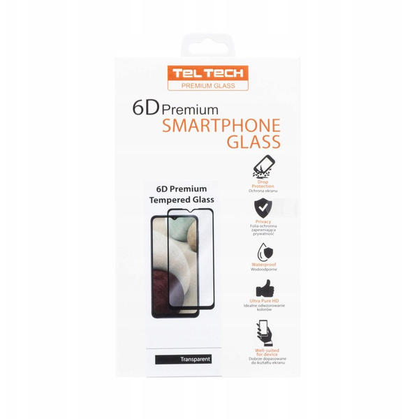 TELTECH PREMIUM SZKŁO 6D IPHONE 14 PRO MAX SZKŁO PROFILOWANE HARTOWANE FULL COVER CZARNA RAMKA