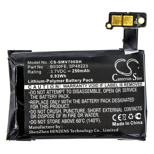 Cameron Sino Li-Polymer akku (3.7V/250mAh, Samsung B030FE kompatibilis) FEKETE Samsung Galaxy Gear (CS-SMV700SH)