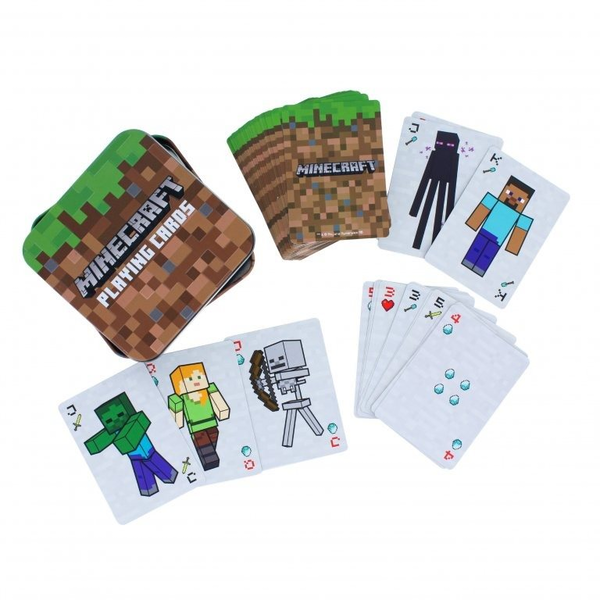 PALADONE Minecraft карти за игра 52 карти в метална кутия