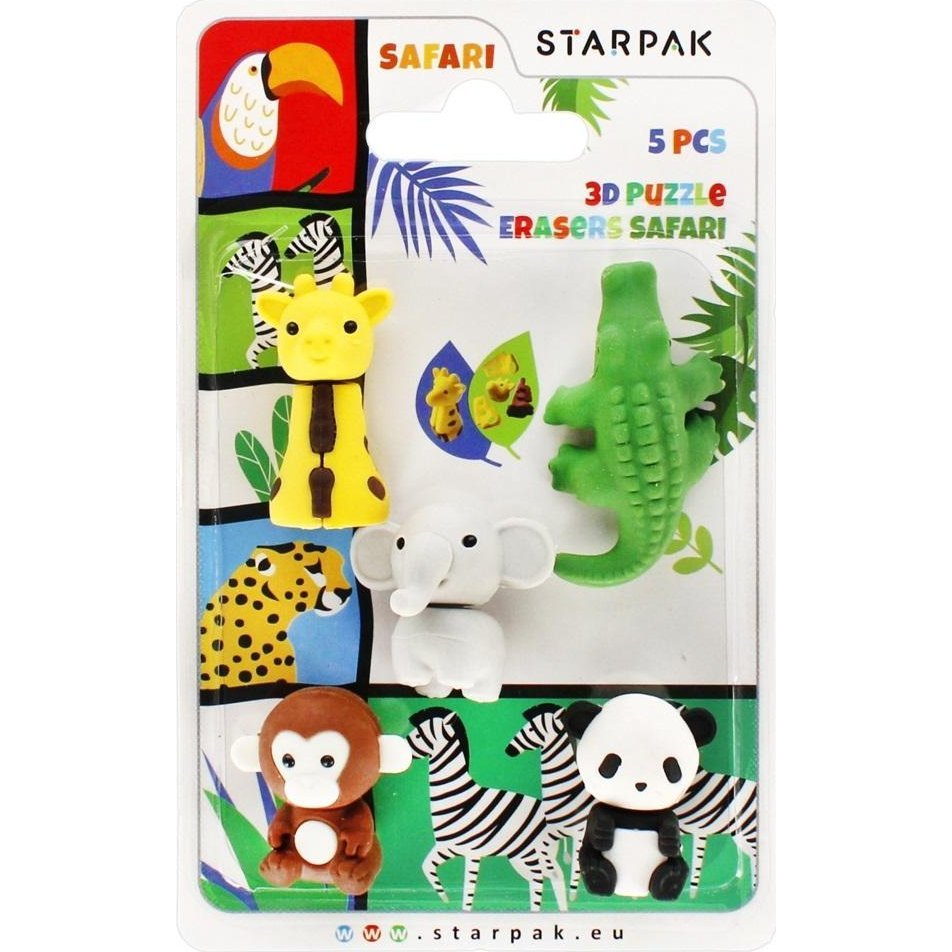 Radírgumi 5 db-os Állatfigura - Safari (STK GUM19)