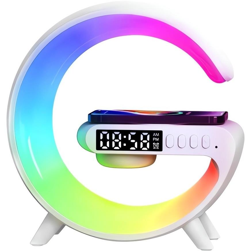 GGV 5093 Multifunctional RGB Smart LED Night Light with 15W QI Charger and Bluetooth Speaker (zeg-g-5093)