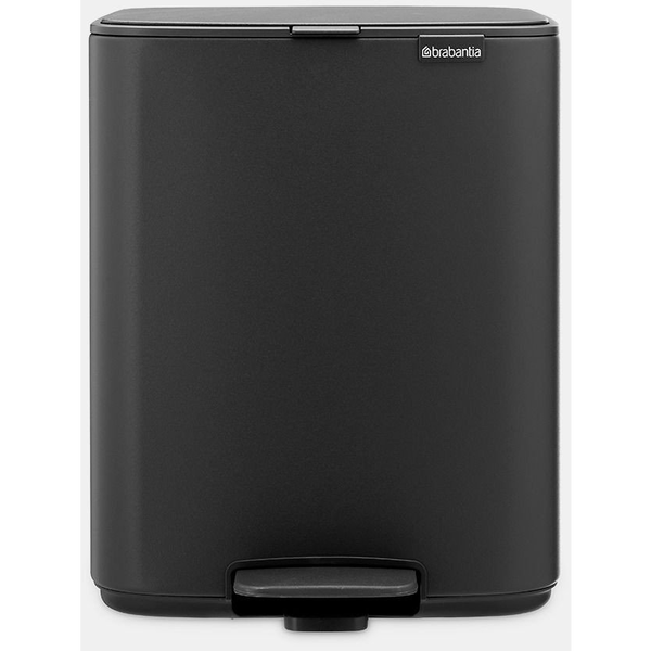 Brabantia Bo Pedal Bin pedálos hulladékgyűjtő szagmentesen záródó Soft-Close fedél, karcsú, négyzetes forma, műanyag tartály, 12L - C méret, acél, határtalan szürke ásványi textúra - 238086