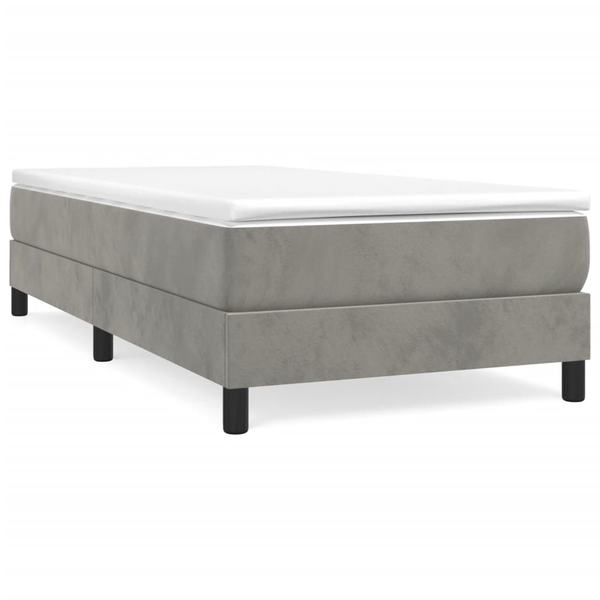 Cadru de pat box spring, gri deschis, 90x200 cm, catifea
