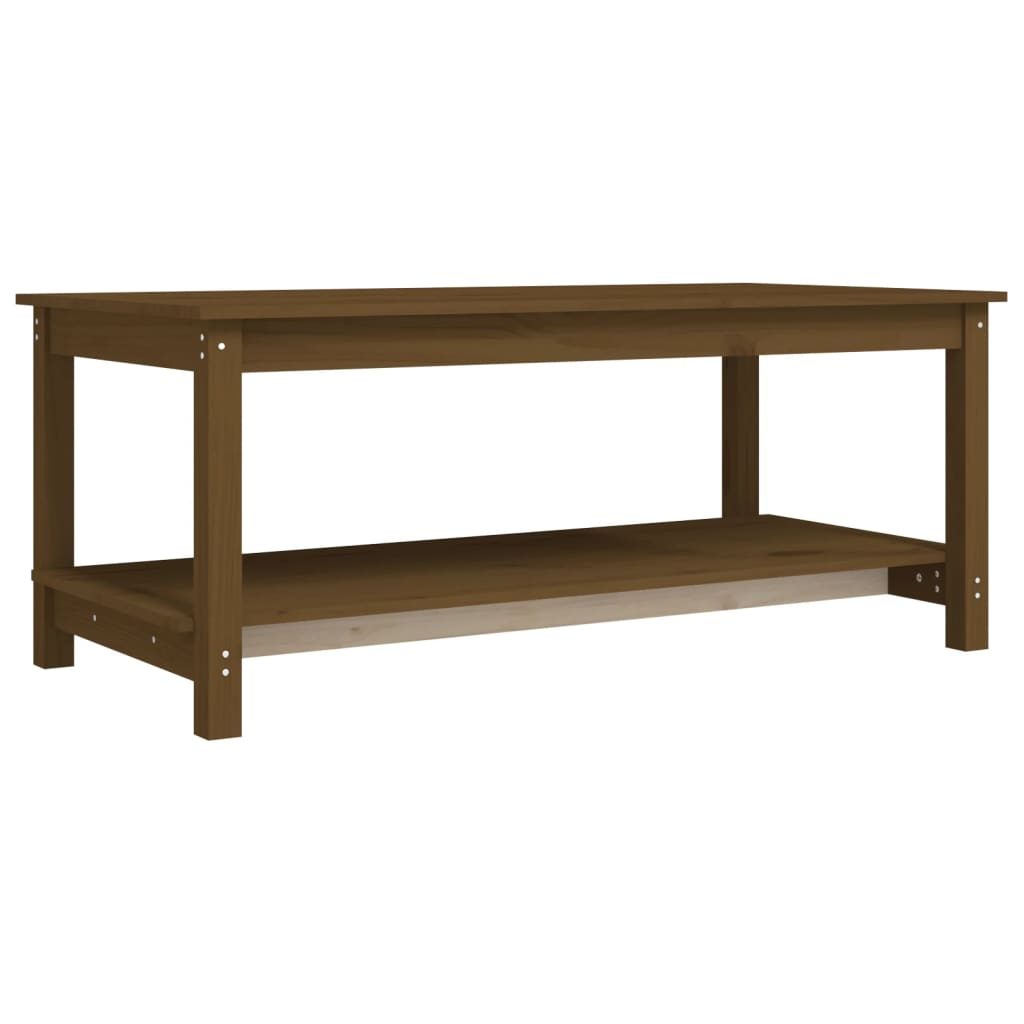 mézbarna tömör fenyőfa dohányzóasztal 110 x 55 x 45 cm (822275)
