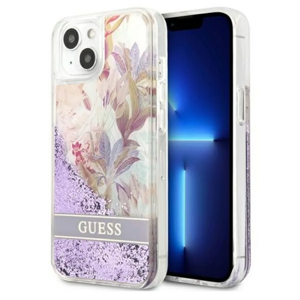 Guess Liquid Glitter Flower Apple iPhone 13 Mini Tok - Mintás (GUHCP13SLFLSU)