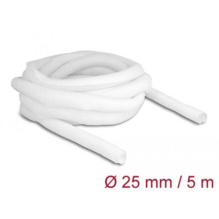 Delock fonott kábelharisnya önzáródó 5m x 25mm fehér (20811) (Delock20811)