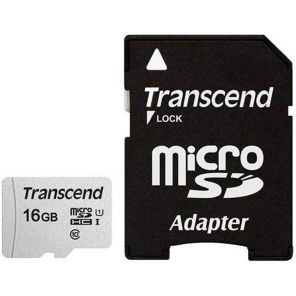 Transcend 300S UHS-I U3 microSDHC karta 16GB + adaptér, 4K Ready