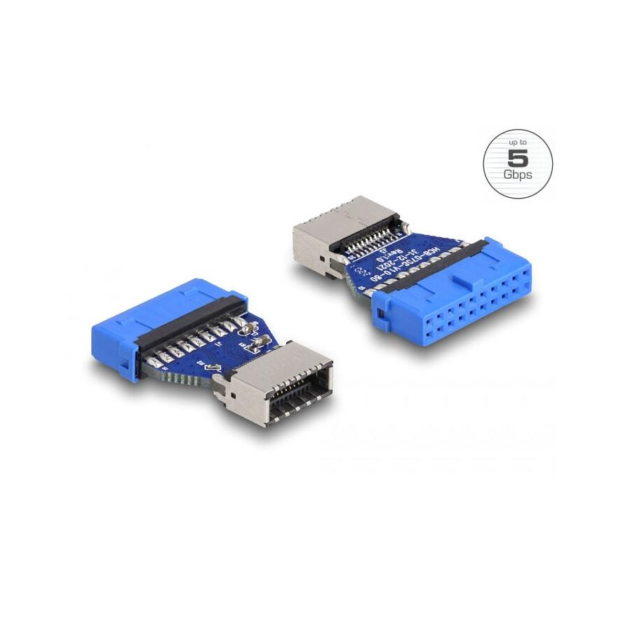Delock USB-A 3.0 pinheader 19pin -> USB-A 3.2 Gen1 Key A 20pin F/F adapter (66233)