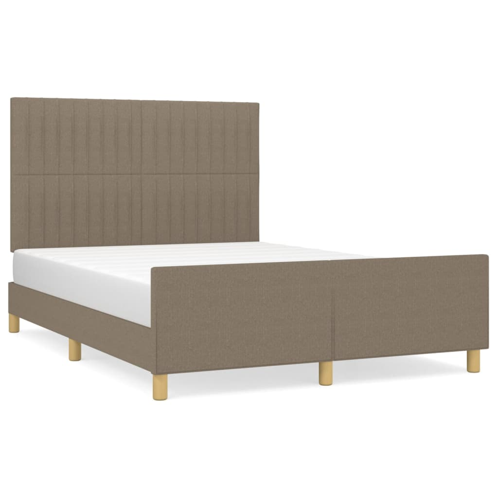 Rám postele s čelom, taupe, 140x190 cm, čalúnený látkou