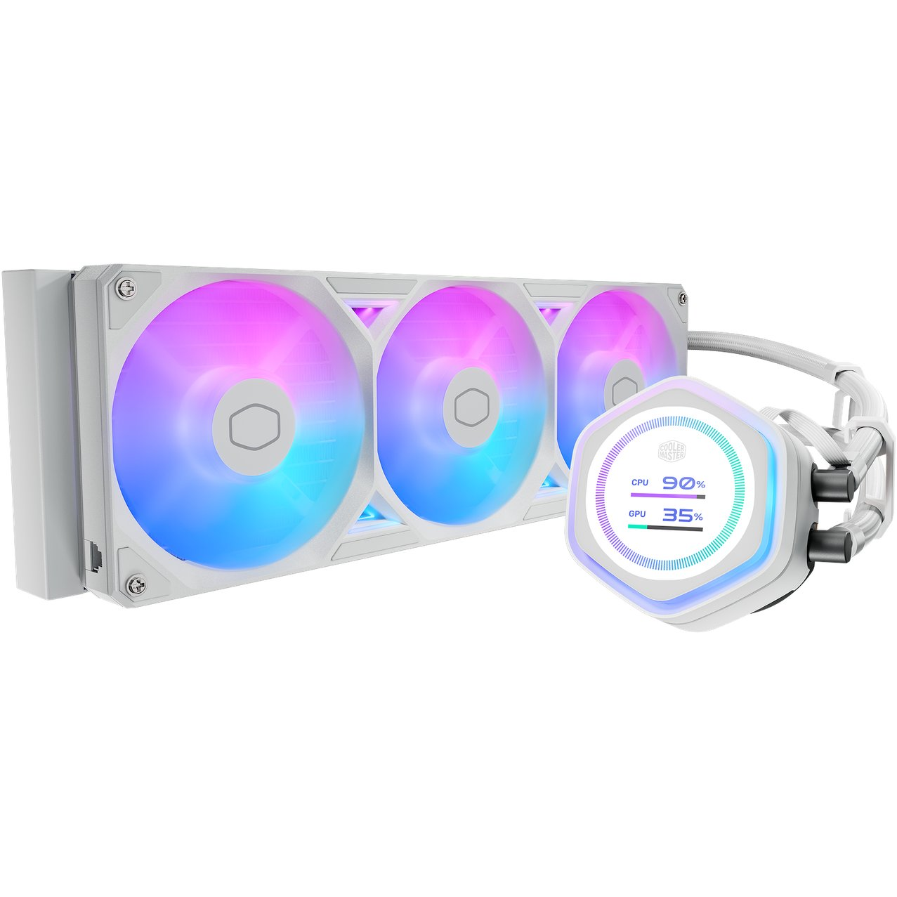 Cooler Master MasterLiquid Atmos II 360 LCD komplett vízhűtőrendszer, ARGB, fehér (MLX-D36M-A25SZ-LW)