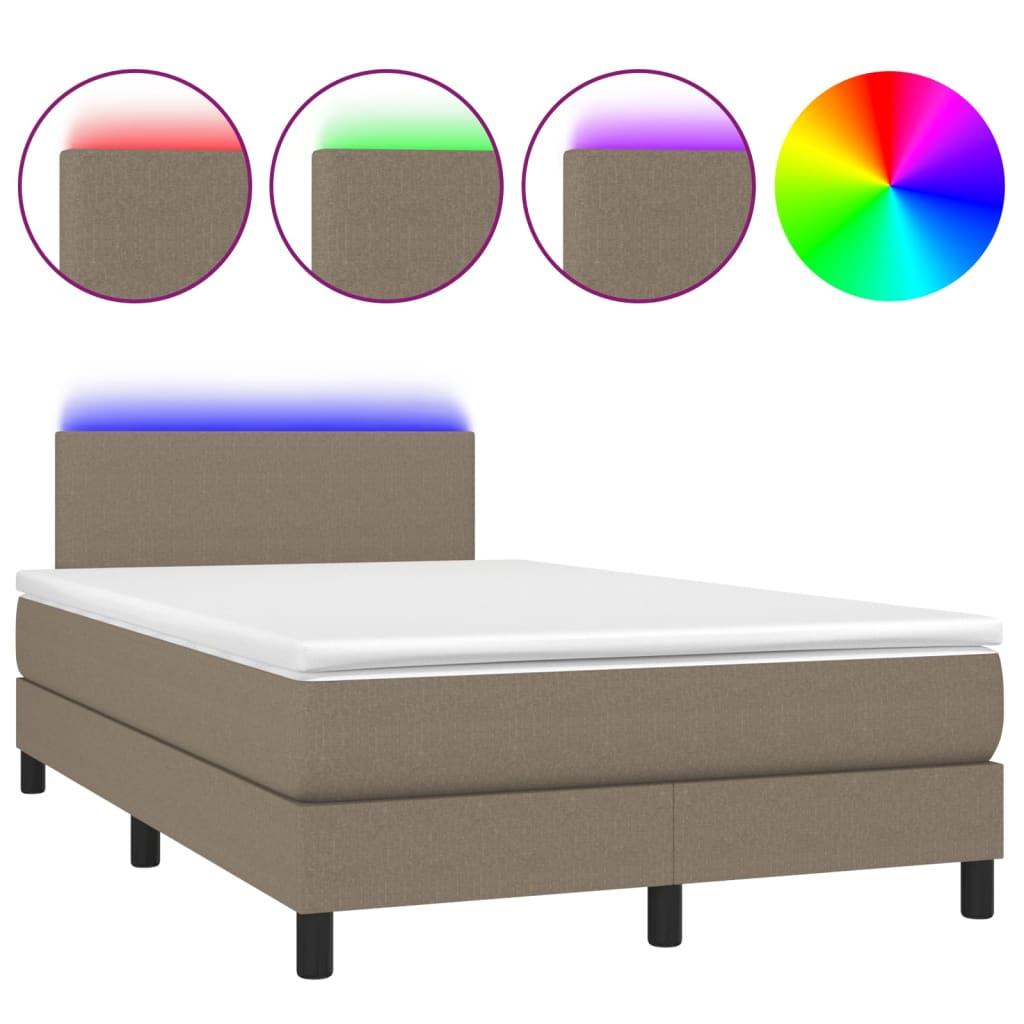 tópszínű szövet rugós és LED-es ágy matraccal 120x190cm (3270029)