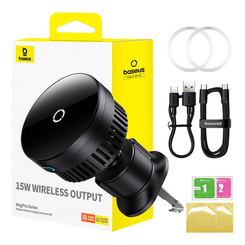 Baseus MagPro Mágneses Mobiltelefon autós tartó/töltő - Fekete (C40164100121-00)