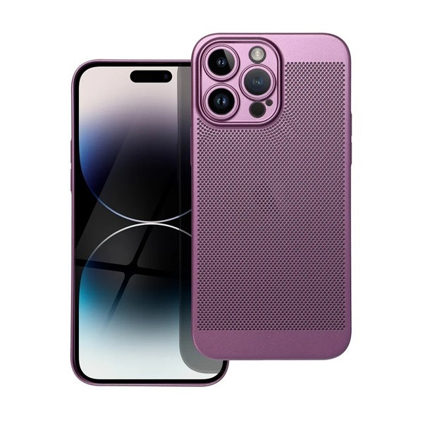 Apple iPhone 14 Pro Max, Műanyag hátlap védőtok, légáteresztő, lyukacsos minta, Breezy, lila (RS142573)