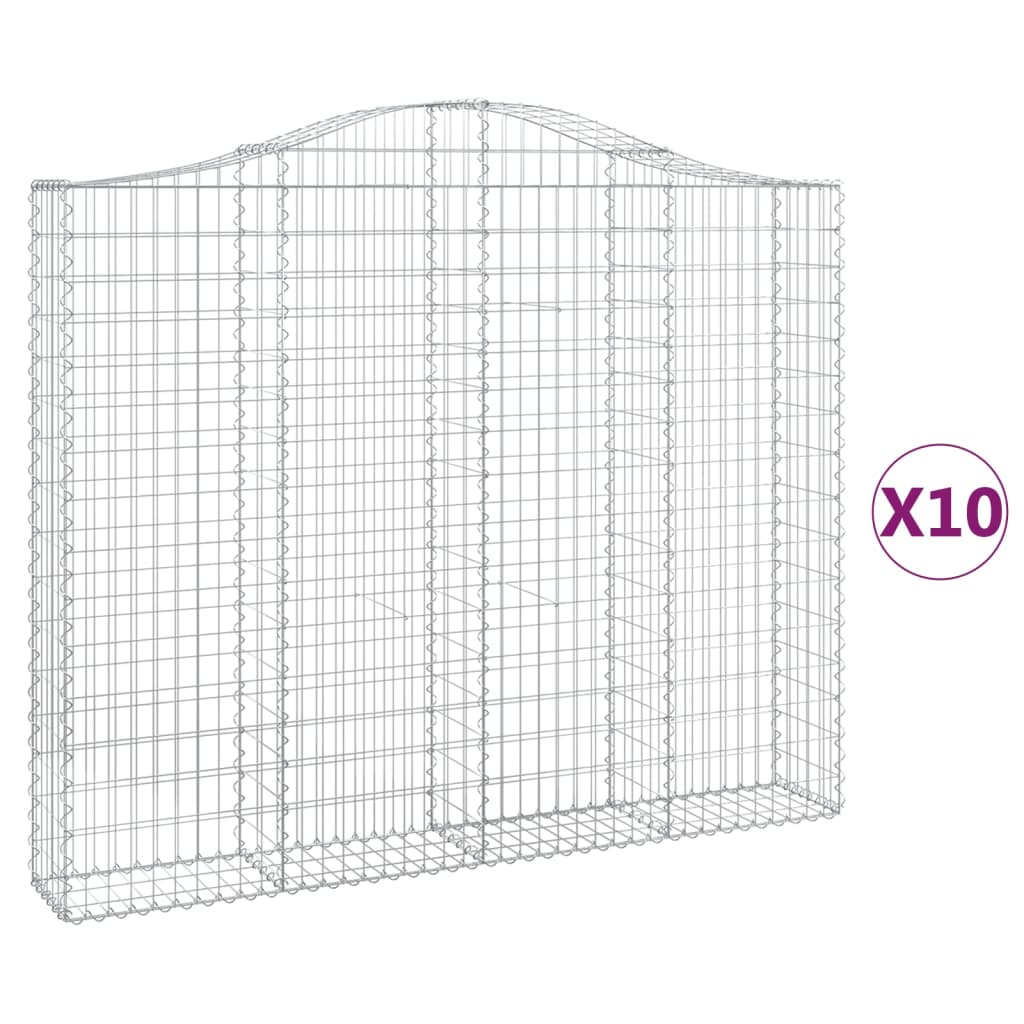 10 db íves horganyzott vas gabion kosár 200x30x160/180 cm (3145501)