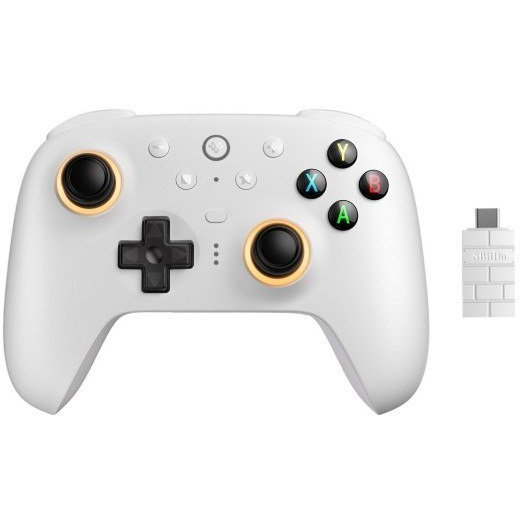 8BitDo Ultimate 2 Wireless 2.4G, PC, Android, SteamOS, iOS, TMR Joysticks, 1000Hz, Fehér, Vezeték nélküli kontroller (RET00508)